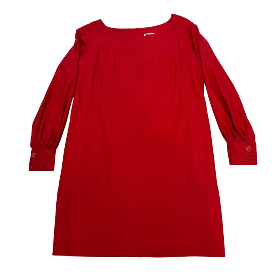 Vestido Saint Laurent Rive Gauche Rojo Bolsillos 100% Lana Talla 40 Hecho en Francia Foto 3 de 4