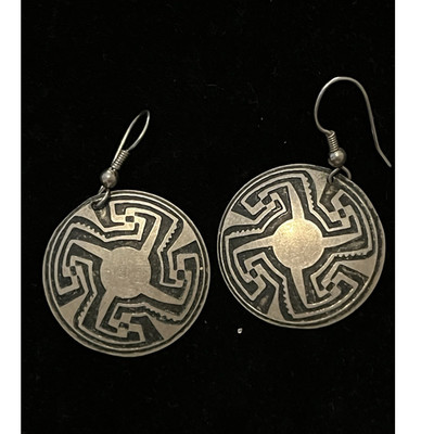 Sterling Silver Native American Dangle Drop Hook Earrings
