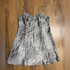 Victoria's Secret Gray Floral Lace Babydoll Slip Lingerie Teddy Dress Y2K Fairy