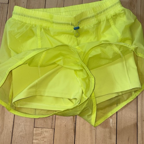 Gymshark Pulse 2 In 1 Neon Yellow Running Shorts Women's Size XS - Picture 5 of 8
