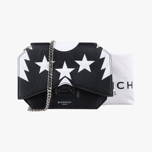 Givenchy Star Bow Leather Shoulder Bag Black White Used From Japan