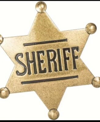 Sheriff's Badge, Metal, Cowboy Party Decoration Badge, Metal Deep Bronze 