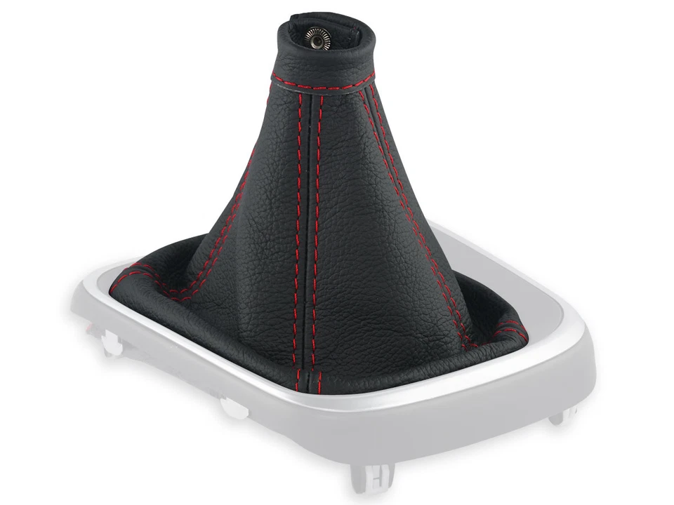 FIAT TIPO 2015-2020 FUNDA PALANCA DE CAMBIOS CUERO NEGRO COSTURAS ROJO - Imagen 2 de 4