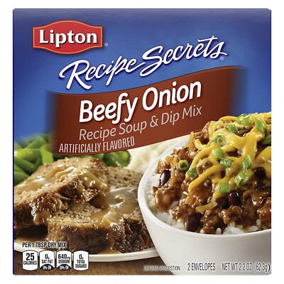 Lipton Soup Recipe Secrets Beefy Onion Mix 2.2 Ounce (Pack of 2