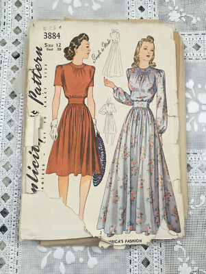 sachin and babi light blue dress Vintage 1940s simplicity day / evening dress pattern size 12 (Rare Find!)
