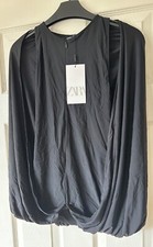 BNWT Black ZARA Voluminous Draped Top M 12