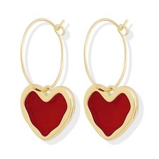 Heart Earrings Valentines Earrings for Women Rhinestone Heart Earrings Red He...