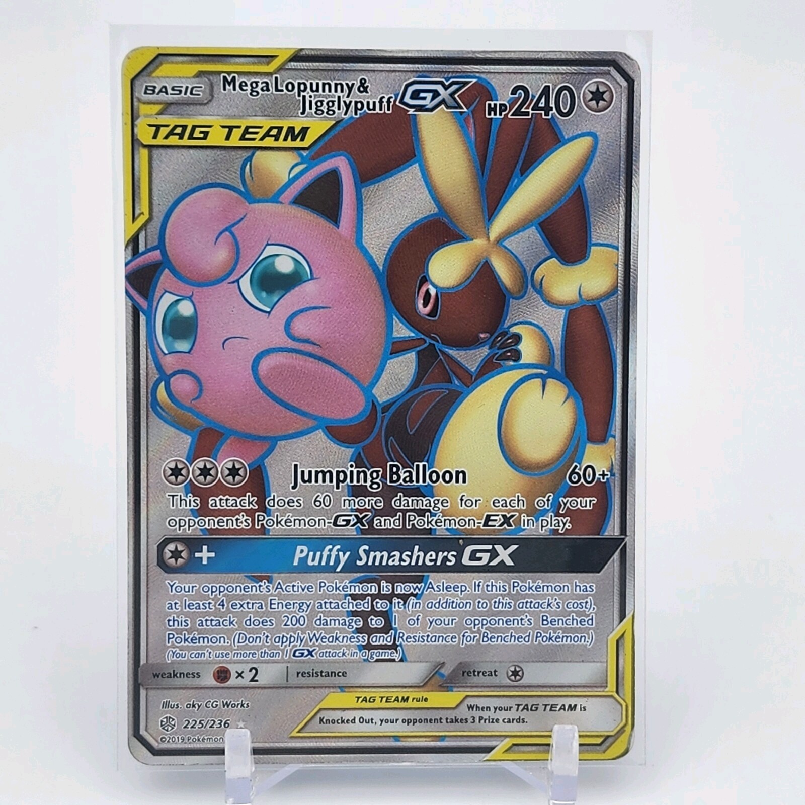 Mega Lopunny & Jigglypuff GX - 225/236 - Ultra Rare - Cosmic Eclipse - NM/M