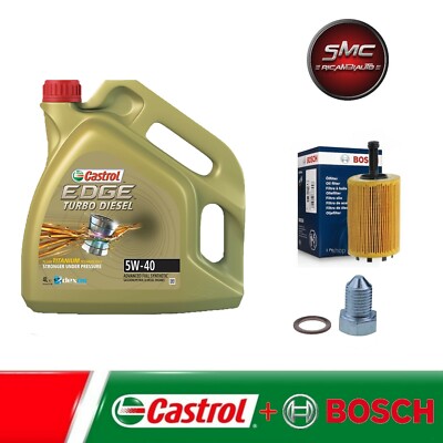 INSPEKTIONSKIT ÖLFILTER BOSCH + 4L ÖL CASTROL EDGE 5W40 AUDI VW SEAT SKODA TDI