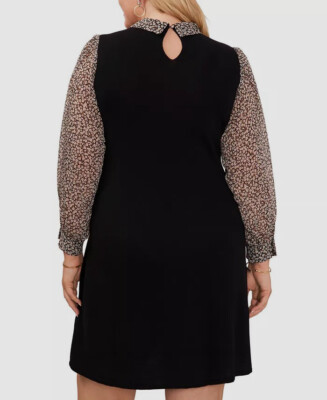 black plisse dress Plus Size Black Plissé Ruched Long Sleeve Midaxi Dress – Fashion//SZN main image 1
