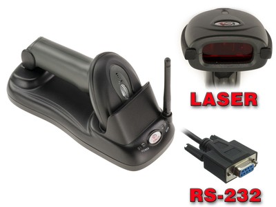 Wireless Laser Barcode Scanner - COM RS232 Series - Rechargeable