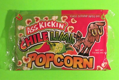 ASS KICKIN' CHILE LIME POPCORN - 3.5 OZ. BAG - GREAT FLAVOR, ORDER TODAY!