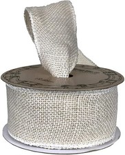 Beige Fabric Burlap Wired Ribbon - 2 1/2" x 10 Yards, Wired Edge, Christmas, DIY