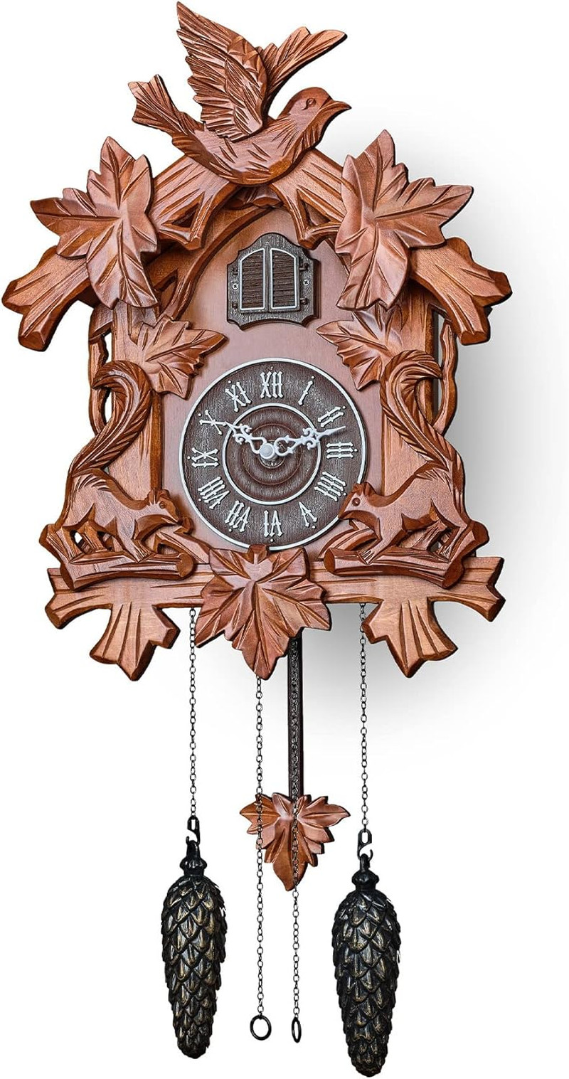 Elegante Reloj de Cuco con Modo Nocturno y Sensor de Luz Automático - Movimiento Cuarzo