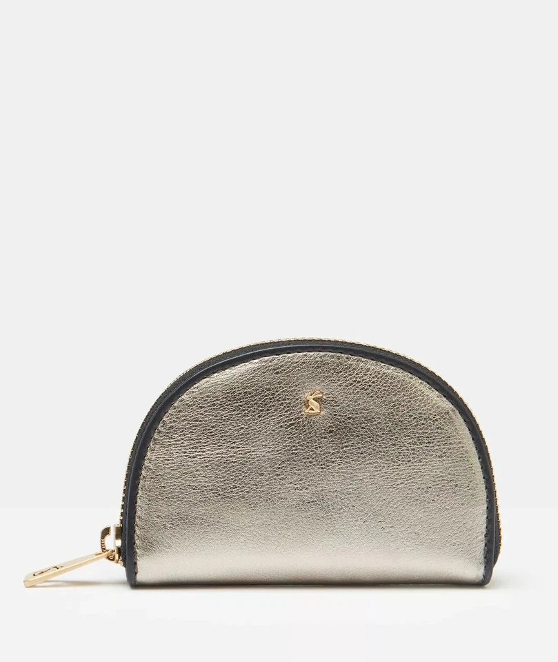 Joules Beautiful LEATHER Half Moon Coin Purse in Metallic nice Gift Idea BNWT - Image 3 of 4
