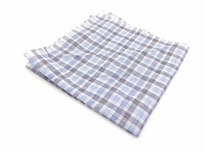  95 Bloomingdales Men's Handkerchief White Blue Plaid Dress Suit Pocket Square