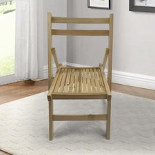 Set of 4 Wood Folding Chair with Comfortable Slatted Seat and Open Back Natural