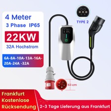 7kW/22kW 32A Type2 to Type 2 EV 4M Charging Charger Cable BYD Tesla Model Y/3