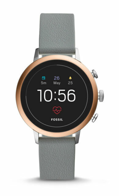 fossil smartwatch rose gold leather band