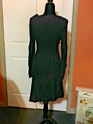 blue dress for baby girl Womens Cashmere Ribbed Knit A-Line Dress Long Sleeve V Neck Midi Dress main image 0