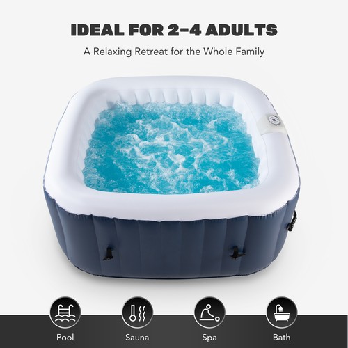 5 Foot Portable Inflatable Square Hot Tub for Sauna Therapeutic Bath Spa Blue - Picture 6 of 11