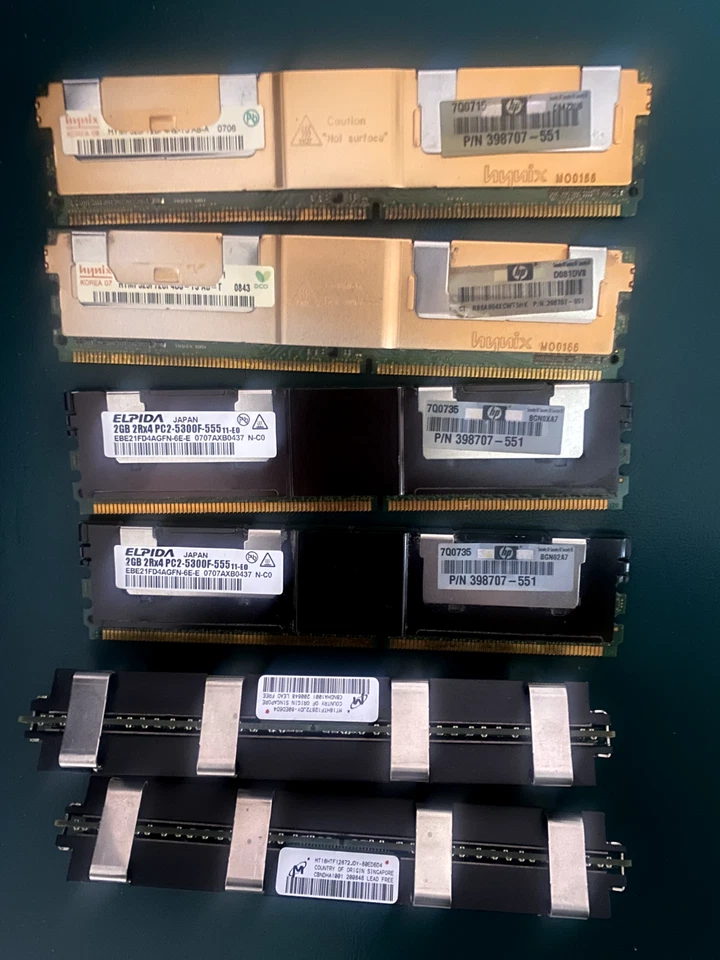 Lot of 2 Micron 1GB RAM 18HTF12872JD for Mac Pro MT DDR2 SDRAM and 4GB other RAM - Image 3 of 3