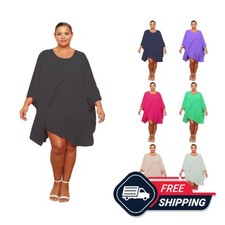 Womens Chiffon Baggy Batwing Kimono Top with Necklace Ladies Dress UK 8-26