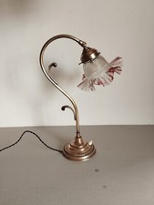 lampada da tavolo in ottone e tulip vetro anni '70