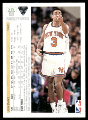 John Starks New York Knicks #219 1991-92 Upper Deck Basketball