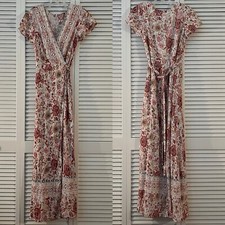 Unbranded Wrap Maxi dress, short sleeve, 100 cotton, Size S, floral print.