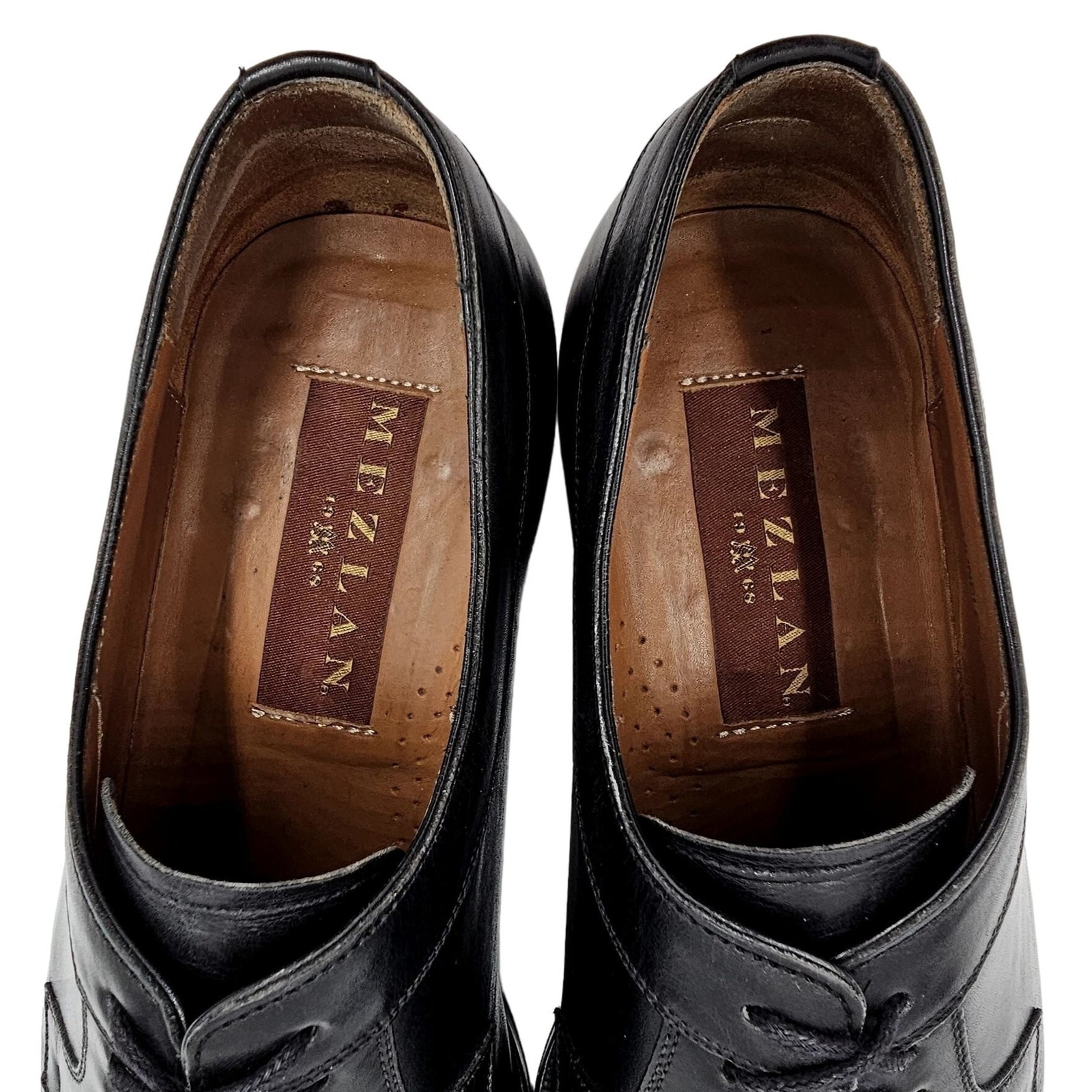 SAOLA Scarpe eleganti Mezlan Spain uomo 8M pelle di vitello nera punta spaccata Derby Oxford