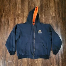 Chicago Bears Full Zip Hooded Sweatshirt - Men's Size L Large (Thermal-Lined)
