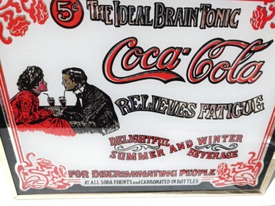Coca-Cola ヴィンテージ広告ミラー Vintage 1980s Coca Cola Framed Advertising Mirror Soda Sign