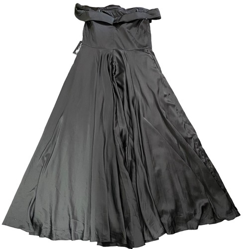 La Femme 28978 Off Shoulder A Line Gown Plus Sz 20 Satin Black Slit Prom NEW - Picture 11 of 13