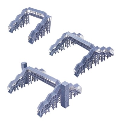 Outland Models Fußgängerbrücke mit Baldachin (2/4 Stufen) 1:220 Spur Z