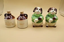 Lot of 2 Vintage 1970’s Va. Moonshine Jugs, and GKAO Dog Ceramic Salt & Pepper