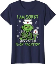 Sorry The Nice Nurse Is On Vacation Christmas Ladies' Crewneck T-Shirt