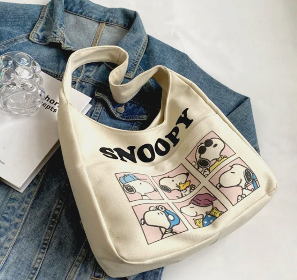 Peanuts Snoopy Japan Large Hobo Tote Bag Ladies Kawaii