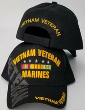 Marine Vietnam Veteran Baseball Cap, Black Hat