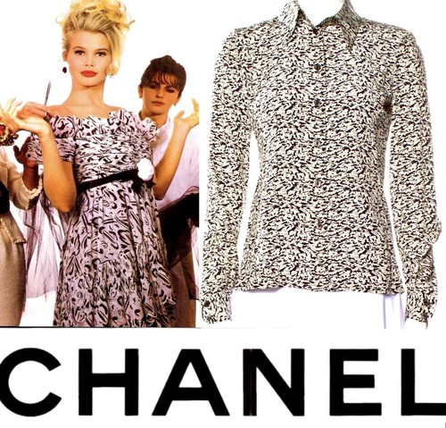 Chanel Vintage 2003 White Black City Print Shirt Top Jacket 34 36 2 4 03c Vtg S