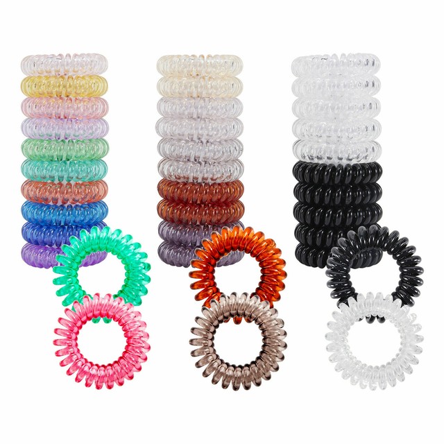 3/12 Pcs Rubber Telephone Wire Cord Hair Ties Spiral Coil Elastic Hair