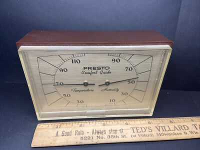 Vintage Advertising Presto Comfort Thermometer Humidity Guage Eau Claire WI Wis