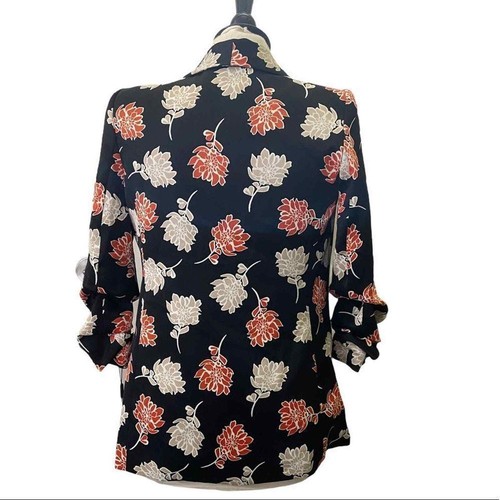 Calvin Klein Black/Orange Floral Open Front Blazer Jacket Size 2P - Picture 3 of 8
