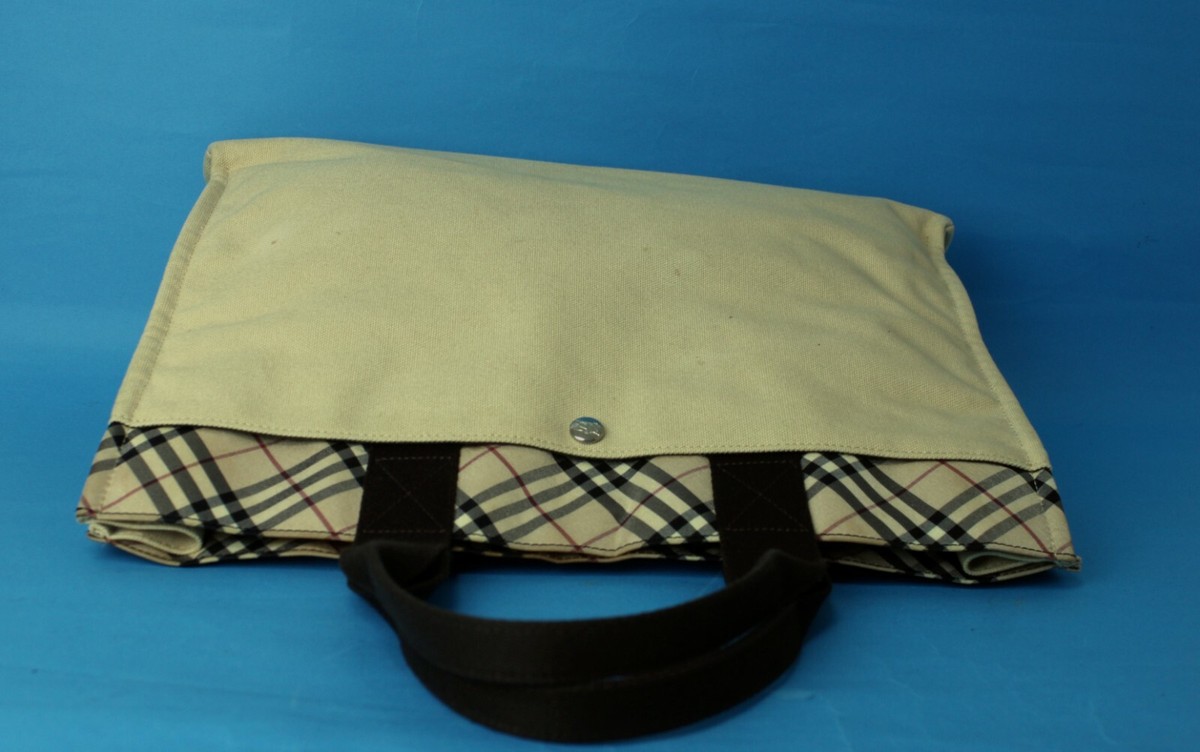 Burberry London Blue Label Beige Canvas Tote Hand Bag