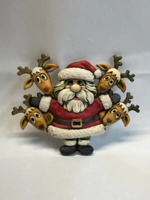 NEIL EYRE EYREDESIGNS Harmony Kingdom Artist Neil Eyre Designs Christmas Hat Santa Reindeer Magnet