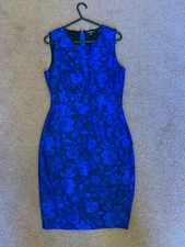 Womens Blue Warehouse body con lace dress UK 10
