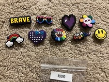 Peace/Rainbow/Smiley Face Themed Shoe Charms for Crocs Shoes D - Set of 9