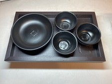 Vintage Comfort Zone Ambience Wood Tray Terra Cotta Earthenware Bowls Italy NOS
