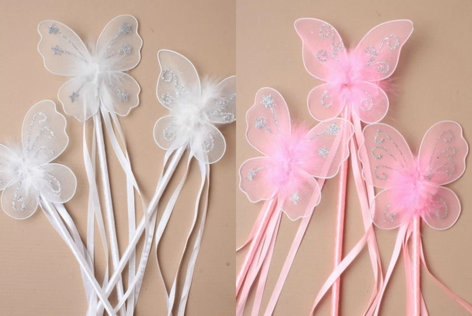 ALLSORTS ACCESSORIES Princess Fancy Dress Butterfly Wand Flower Girl Wedding Bridesmaid Fairy