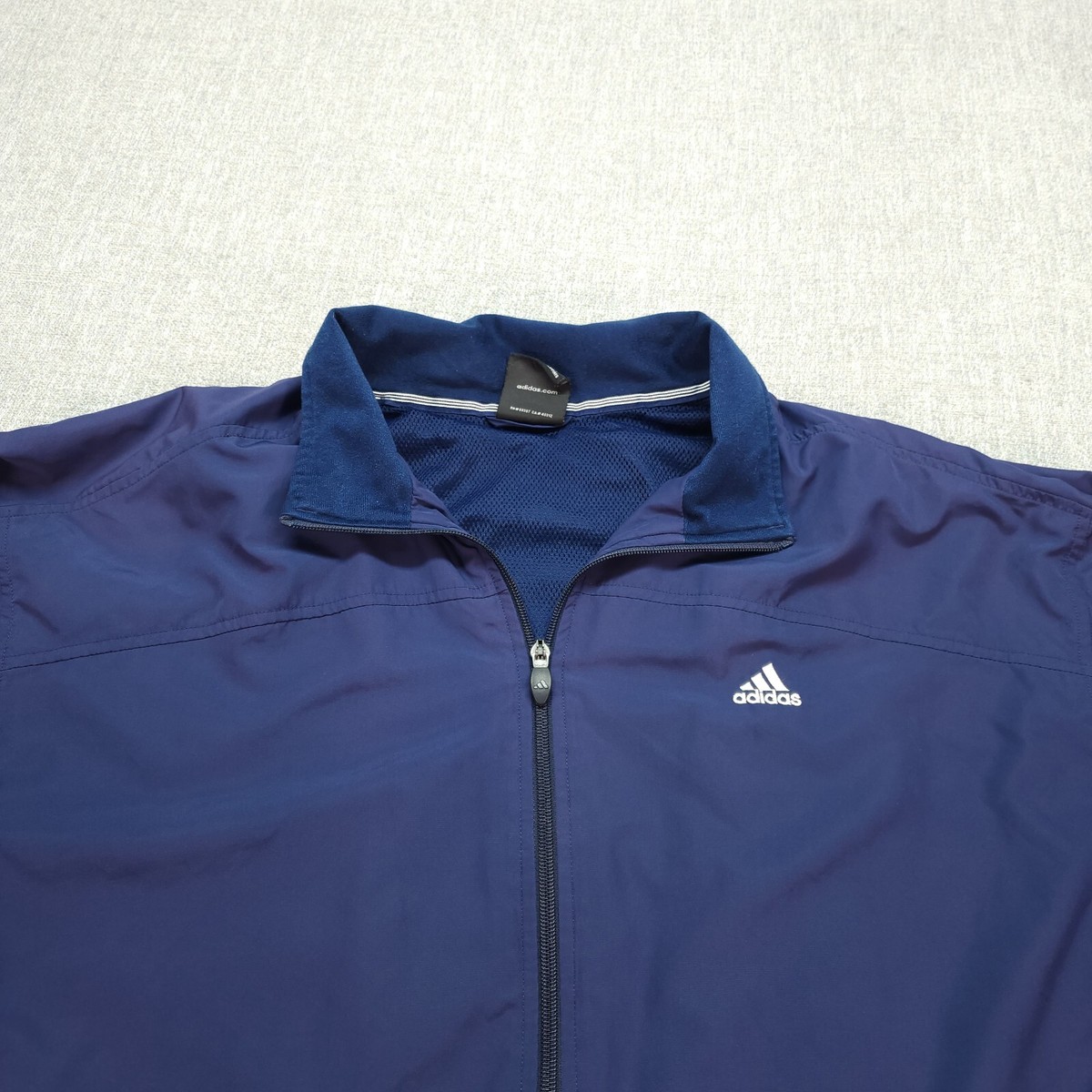 Adidas Track Jacket Men XL Navy Blue Mesh Lined Full Zip | eBay